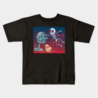 Cute Colorful Skeleton- Love in the Air- Dia De Los Muertos- Skeleton Blowing Away Kids T-Shirt